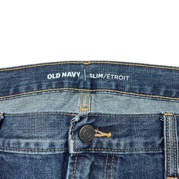Old Navy Slim Fit Straight Leg Denim Jeans Dark Wash Mens 42x30 - Picture 4 of 6